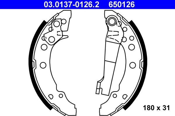 ATE 03.0137-0126.2 - Brake Shoe Set xparts.lv