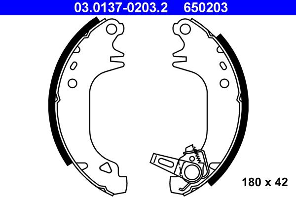 ATE 03.0137-0203.2 - Комплект тормозных колодок, барабанные xparts.lv