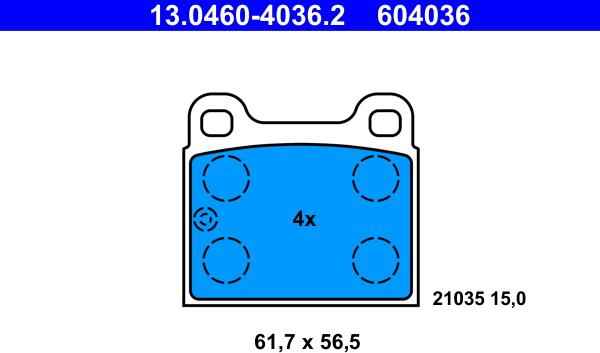 ATE 13.0460-4036.2 - Тормозные колодки, дисковые, комплект xparts.lv