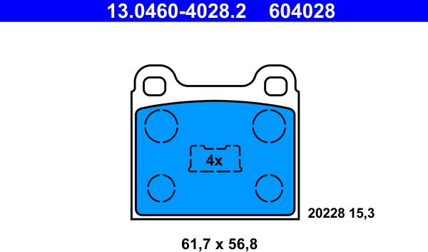 ATE 13.0460-4028.2 - Brake Pad Set, disc brake xparts.lv
