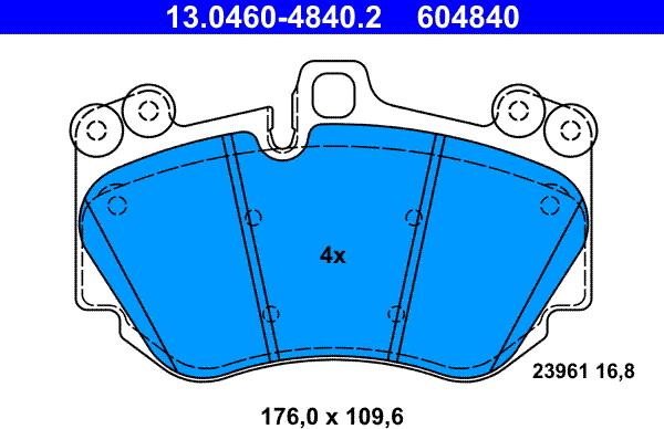 ATE 13.0460-4840.2 - Brake Pad Set, disc brake xparts.lv