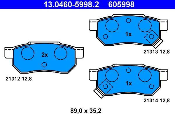 ATE 13.0460-5998.2 - Brake Pad Set, disc brake xparts.lv