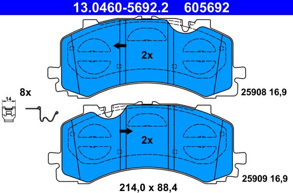 ATE 13.0460-5692.2 - Brake Pad Set, disc brake xparts.lv