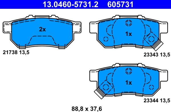 ATE 13.0460-5731.2 - Brake Pad Set, disc brake xparts.lv