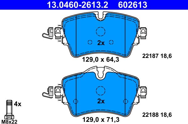 ATE 13.0460-2613.2 - Brake Pad Set, disc brake xparts.lv