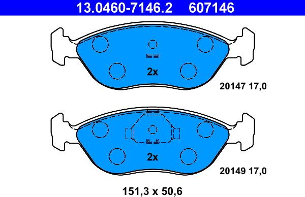 ATE 13.0460-7146.2 - Brake Pad Set, disc brake xparts.lv