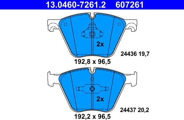ATE 13.0460-7261.2 - Brake Pad Set, disc brake xparts.lv