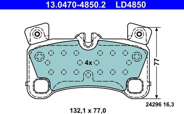 ATE 13.0470-4850.2 - Brake Pad Set, disc brake xparts.lv