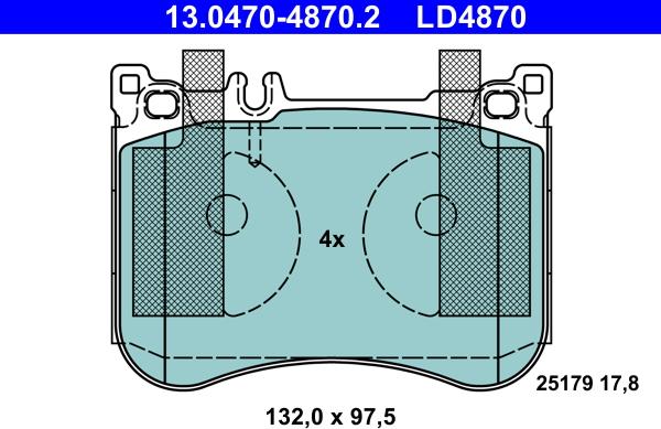 ATE 13.0470-4870.2 - Brake Pad Set, disc brake xparts.lv
