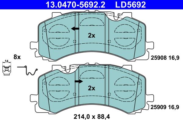 ATE 13.0470-5692.2 - Brake Pad Set, disc brake xparts.lv