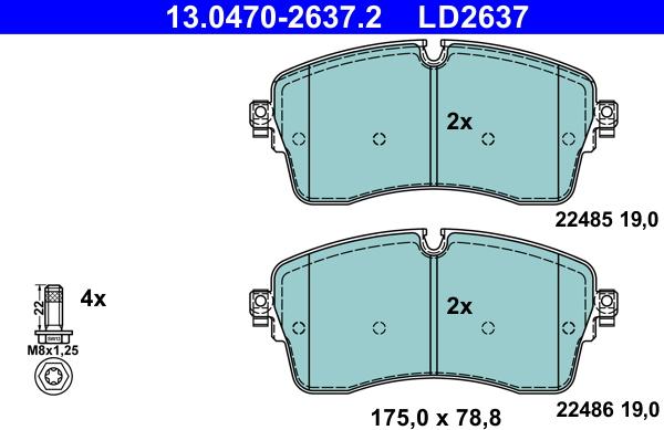 ATE 13.0470-2637.2 - Brake Pad Set, disc brake xparts.lv