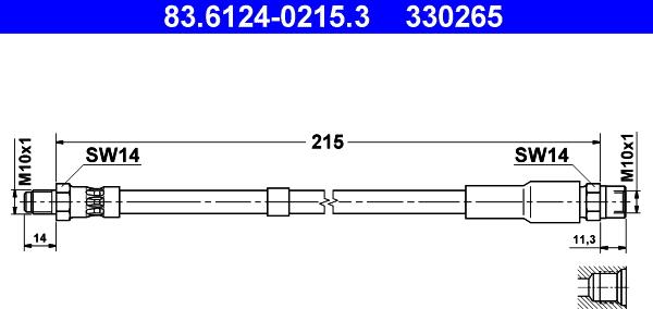 ATE 83.6124-0215.3 - Bremžu šļūtene xparts.lv