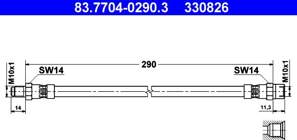 ATE 83.7704-0290.3 - Bremžu šļūtene xparts.lv