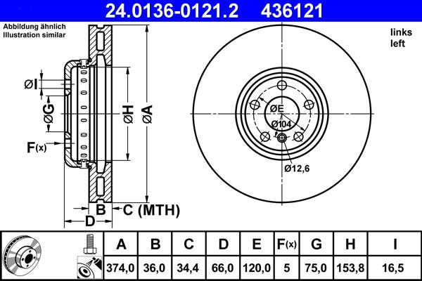 ATE 24.0136-0121.2 - Bremžu diski xparts.lv