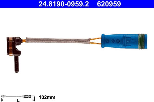 ATE 24.8190-0959.2 - Сигнализатор, износ тормозных колодок xparts.lv