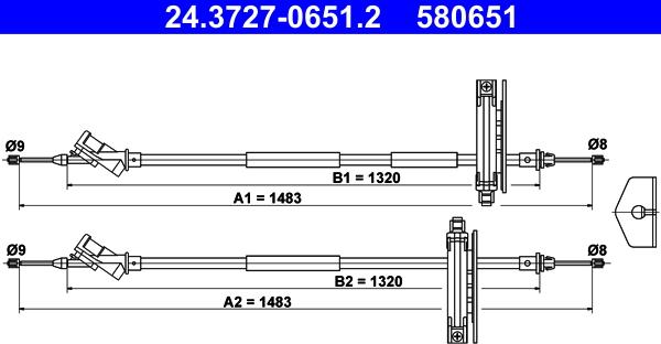 ATE 24.3727-0651.2 - Trose, Stāvbremžu sistēma xparts.lv