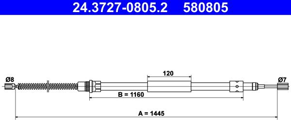 ATE 24.3727-0805.2 - Trose, Stāvbremžu sistēma xparts.lv