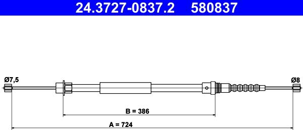 ATE 24.3727-0837.2 - Trose, Stāvbremžu sistēma xparts.lv