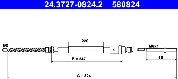ATE 24.3727-0824.2 - Cable, parking brake xparts.lv