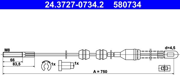 ATE 24.3727-0734.2 - Trose, Stāvbremžu sistēma xparts.lv