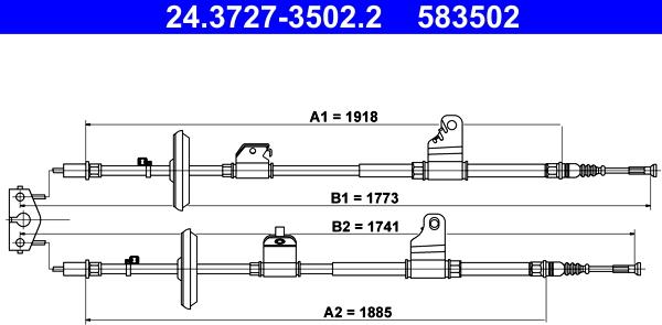 ATE 24.3727-3502.2 - Cable, parking brake xparts.lv