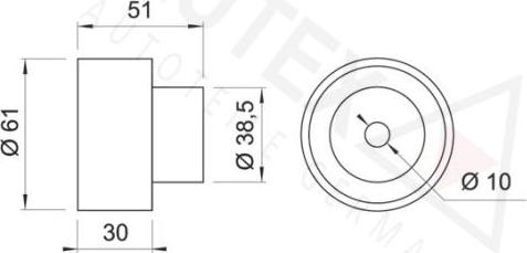 Autex 641916 - Deflection / Guide Pulley, timing belt xparts.lv