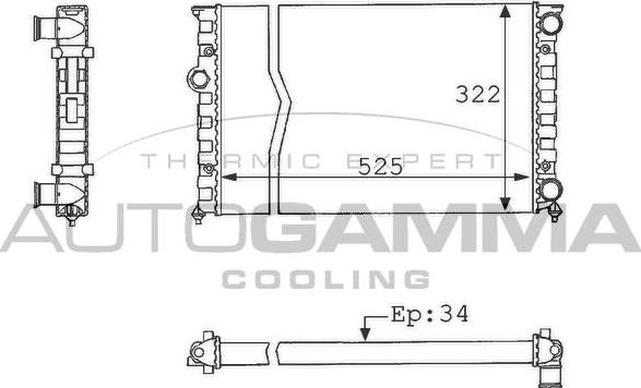 Autogamma 101058 - Radiator, engine cooling xparts.lv