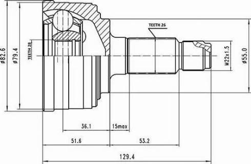 Aywiparts AW1510140 - Šarnīru komplekts, Piedziņas vārpsta xparts.lv