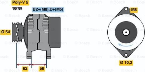 BOSCH 0 124 225 002 - Kintamosios srovės generatorius xparts.lv