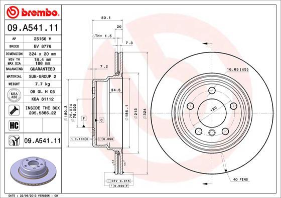 Brembo 09.A541.11 - Brake Disc xparts.lv