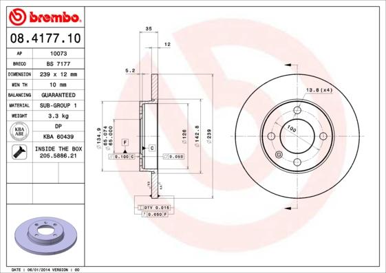 Brembo 08.4177.10 - Тормозной диск xparts.lv