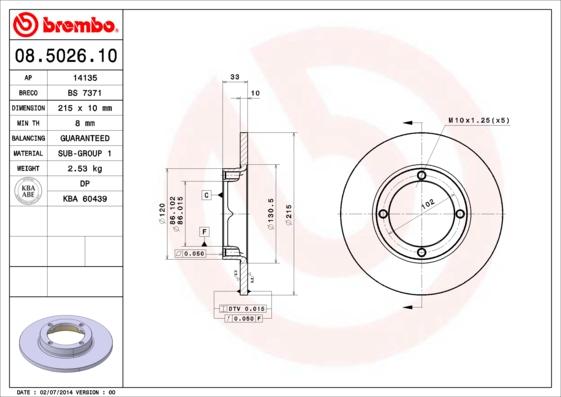 Brembo 08.5026.10 - Тормозной диск xparts.lv