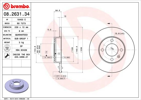 Brembo 08.2631.34 - Brake Disc xparts.lv