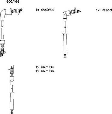 Bremi 600/466 - Комплект проводов зажигания xparts.lv