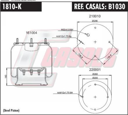 Casals B1030 - Bellow, air suspension xparts.lv