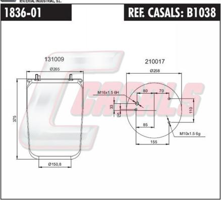 Casals B1038 - Bellow, air suspension xparts.lv