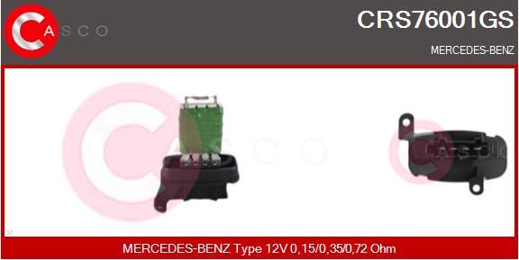 Casco CRS76001GS - Rezistors, Salona ventilators xparts.lv