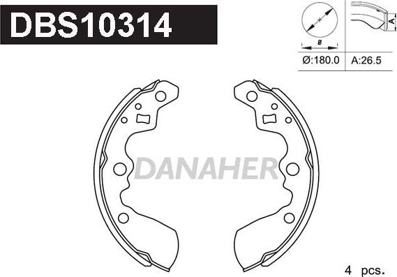 Danaher DBS10314 - Bremžu loku komplekts xparts.lv