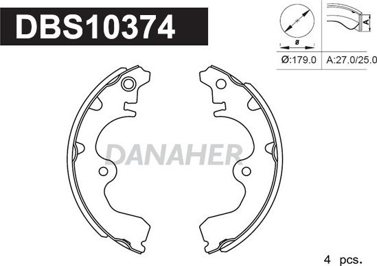 Danaher DBS10374 - Комплект тормозных колодок, барабанные xparts.lv