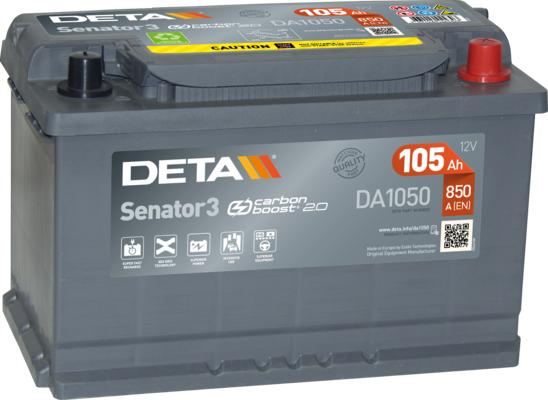 DETA DA1050 - Стартерная аккумуляторная батарея, АКБ xparts.lv