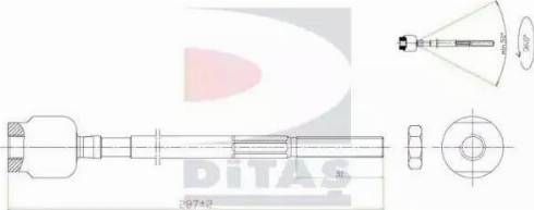 Ditas A2-5656 - Aksiālais šarnīrs, Stūres šķērsstiepnis xparts.lv
