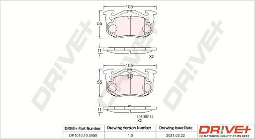 Dr!ve+ DP1010.10.0959 - Тормозные колодки, дисковые, комплект xparts.lv