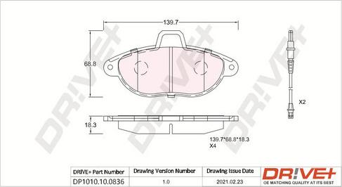 Dr!ve+ DP1010.10.0836 - Brake Pad Set, disc brake xparts.lv