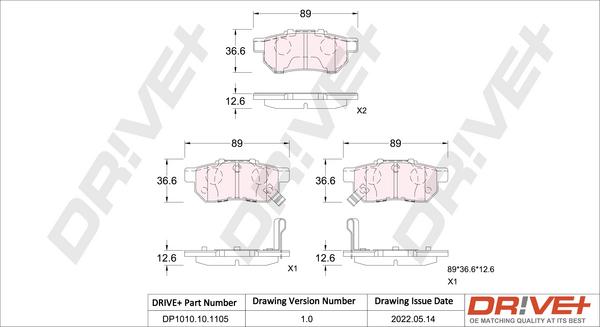 Dr!ve+ DP1010.10.1105 - Тормозные колодки, дисковые, комплект xparts.lv