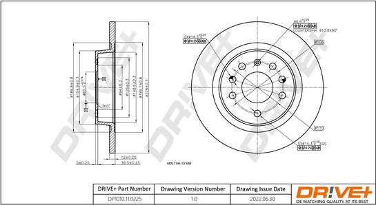 Dr!ve+ DP1010.11.0225 - Stabdžių diskas xparts.lv