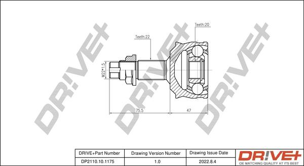 Dr!ve+ DP2110.10.1175 - Шарнирный комплект, ШРУС, приводной вал xparts.lv