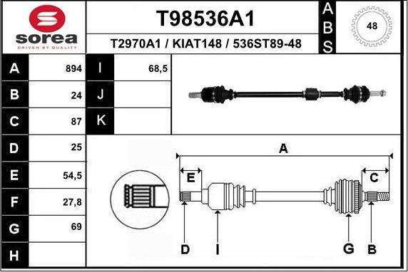 EAI T98536A1 - Drive Shaft xparts.lv