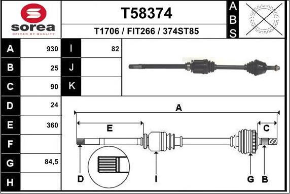 EAI T58374 - Piedziņas vārpsta xparts.lv