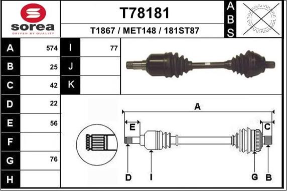 EAI T78181 - Piedziņas vārpsta xparts.lv