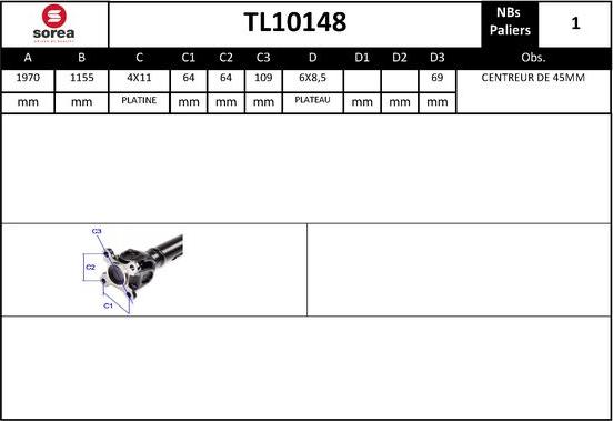 EAI TL10148 - Propshaft, axle drive xparts.lv